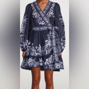 Zimmermann Aliane Frill Wrap Mini Dress in Cotton